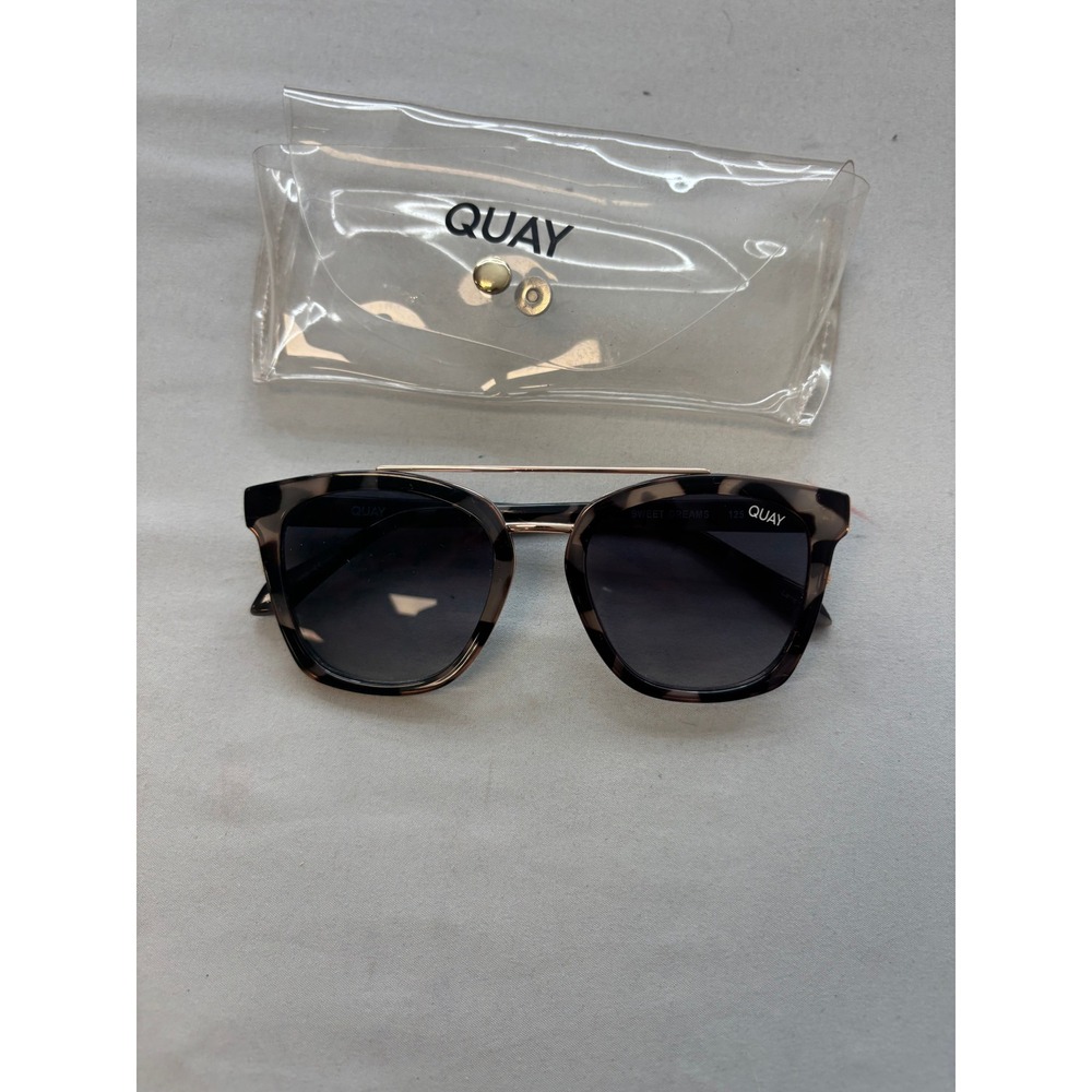 Quay Australia Sweet Dreams Sunglasses Tortoise Gold Square Frame Smoke Lens